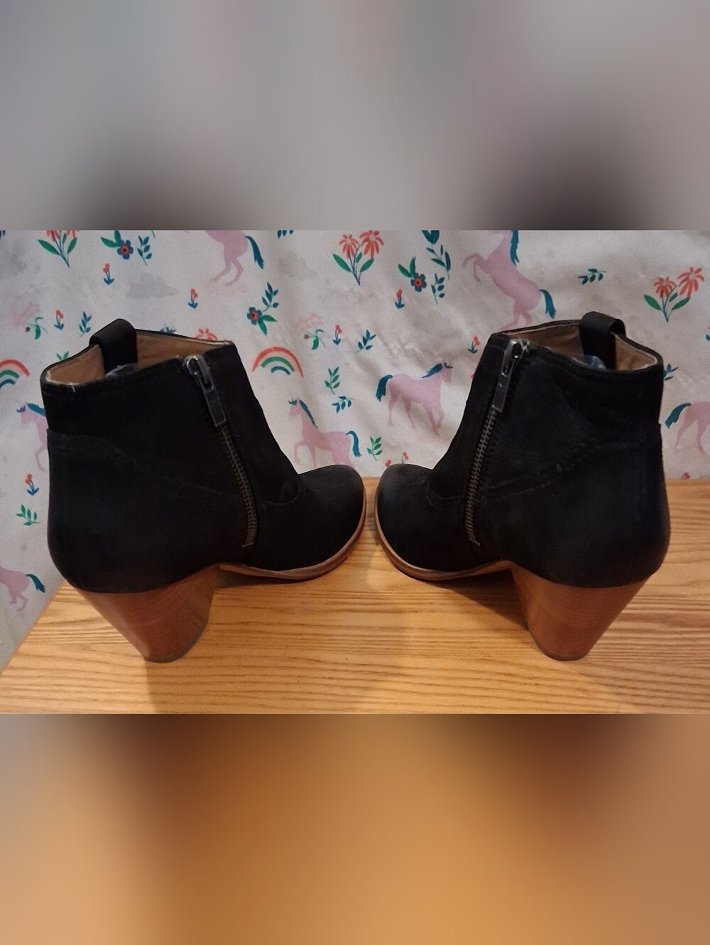 EUC Frye Reina Black Suede Country Western Moto Boho Ankle Bootie Shoe SZ 7.5 - Picture 4 of 10